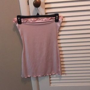 Pink spandex ruffle tube/dance dress with side slits